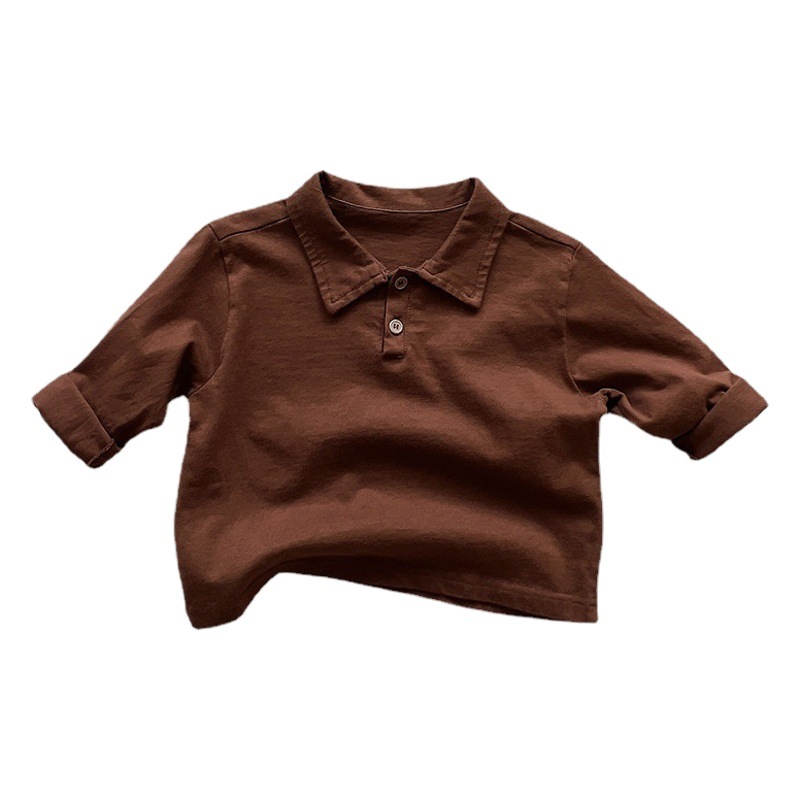 Fácil de usar ~ camiseta de manga larga para niños polo otoño nuevos niños y niñas Retro japonés y coreano Mori camisa de todo fósforo moda