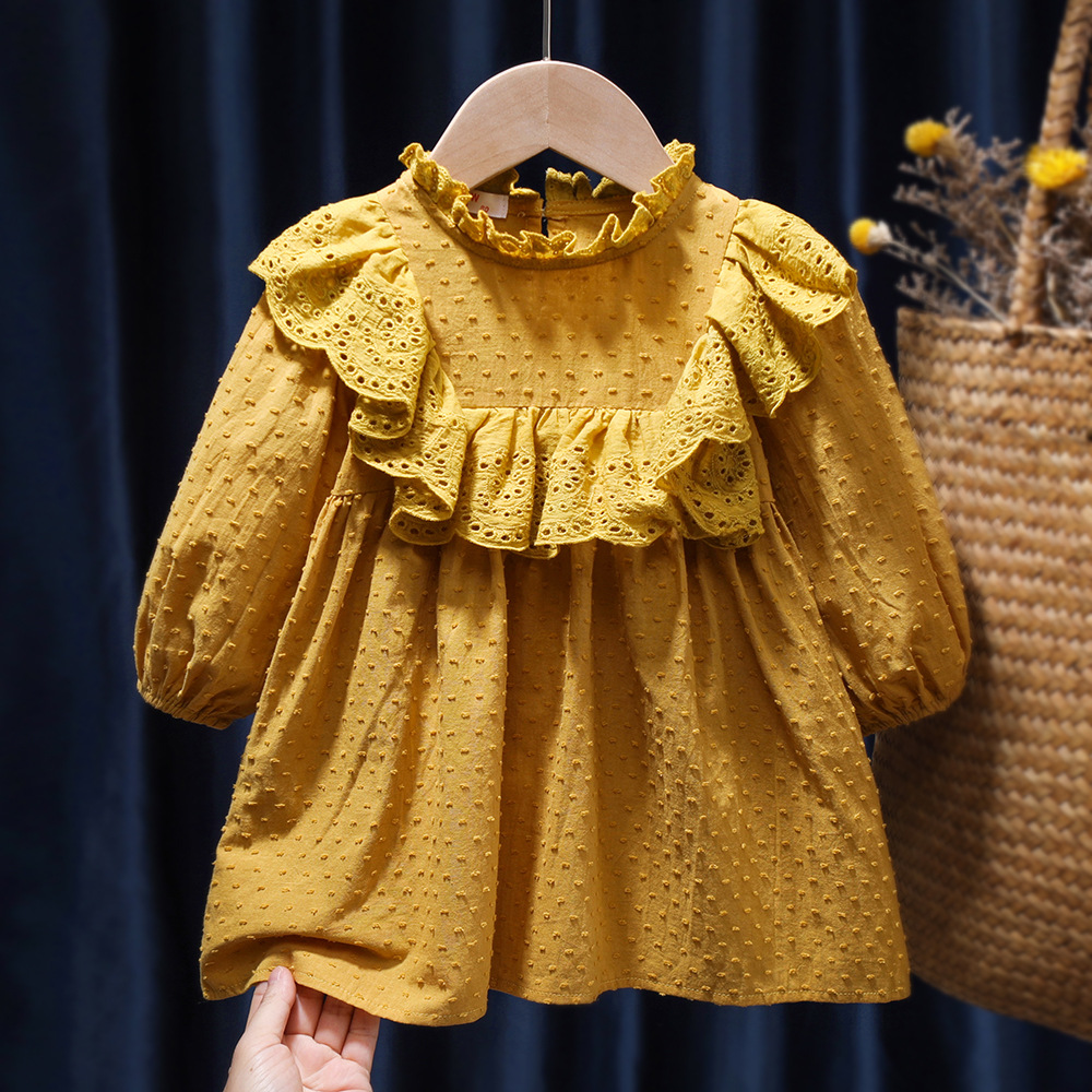 Girls' Dresses Spring & Fall New Korean Style Baby Girl Mid-Length Long-Sleeved Princess Dress Fashionable Kidsren's Clothing