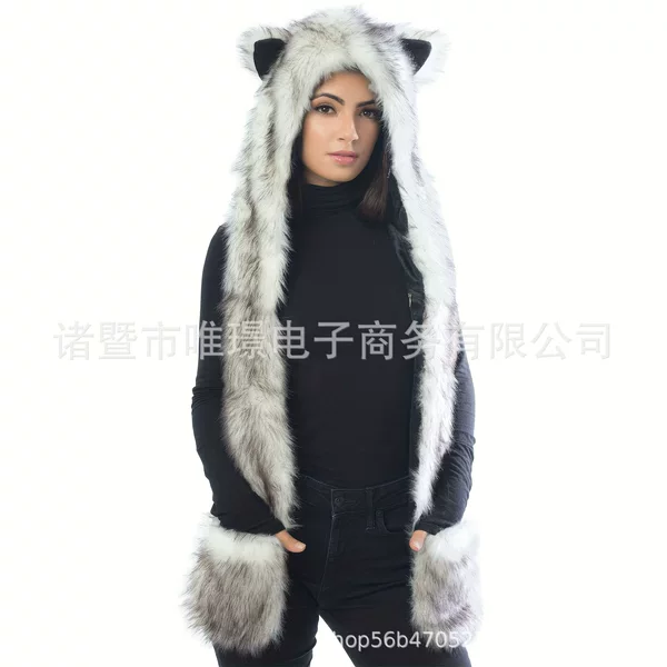 Amazon's Hooded Hat with Mittens, Warm Pullover, Winter Tie-Dye Style, Versatile Shawl-Style Hood, Amazon's Bestseller