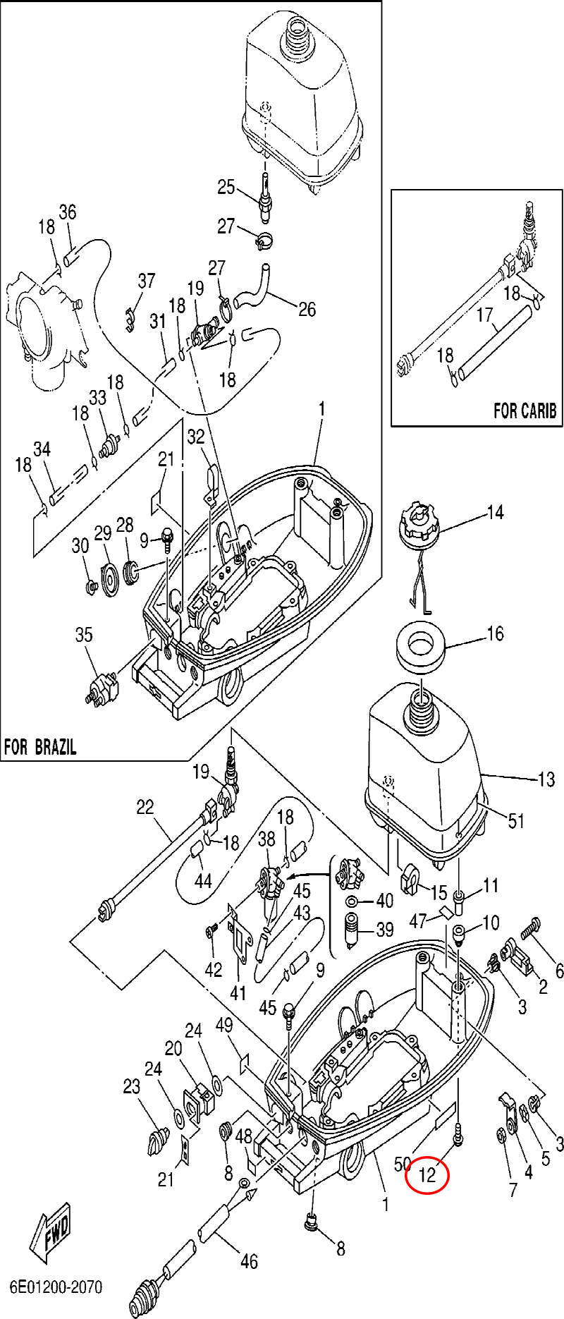 12)翟墨DEMONS舷外机船外挂机舟六角法兰面螺栓 A2-7095895-06025