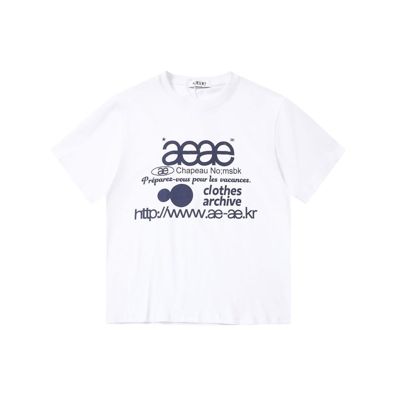 aeae韓国デザイナーカレッジスタイルクラシック水玉文字ドロップショルダールーズバージョン半袖Tシャツの正しいバージョン|undefined
