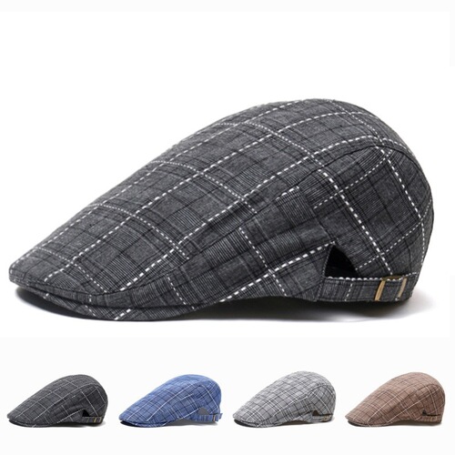 Plaid spring and summer trend cap cap, men's sunshade baseball cap, beret, forward Korean sun hat