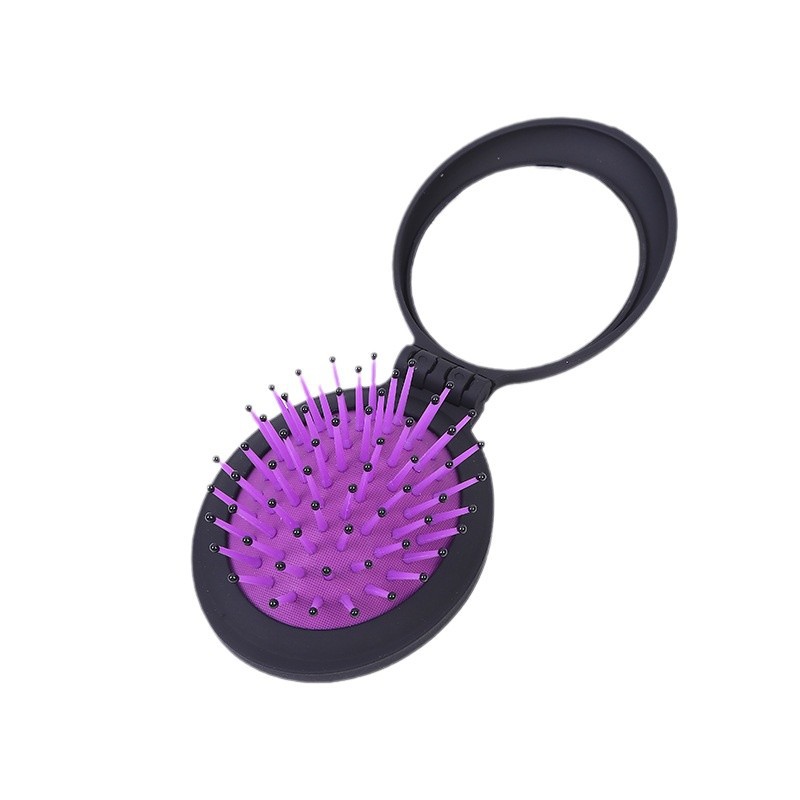 Viajes al aire libre plegable airbag peine maquillaje portátil peine personalizable masaje peine con espejo peine