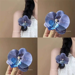 超仙氛围感蝴蝶兰花朵发夹女森系侧边鸭嘴夹边夹甜美花花发卡发夹