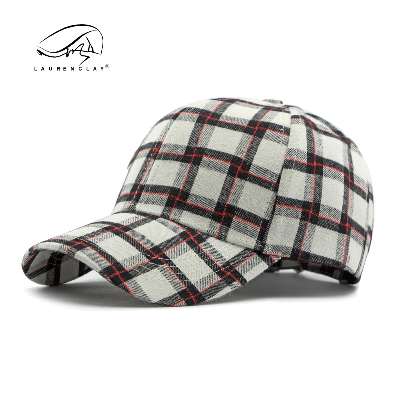 Estilo coreano de moda a cuadros tapa enarbolada de las mujeres primavera/verano otoño protección solar al aire libre Sombrero duro superior gorra de béisbol de los hombres de moda