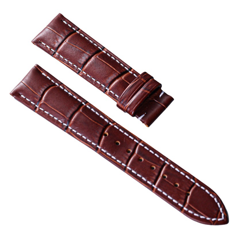 Universal Double-Sided First-Layer Genuine Cowhide Bamboo Pattern Watch Strap, 12-24 Specifications in Stock for Men and Women