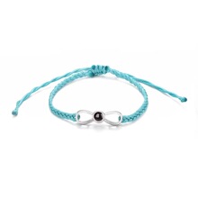 跨境热销数字8幸运手绳100种语言投影手链 手工编织彩图定 制饰品