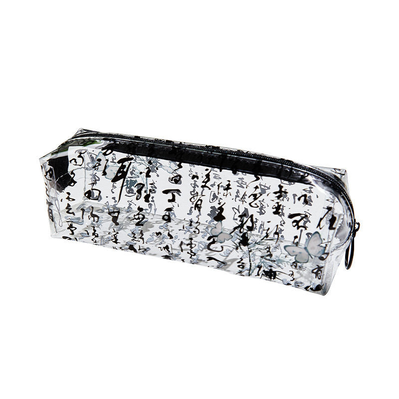 Bolsa de lápiz transparente nueva escuela primaria china de alto valor retrogrado caja de papelería de estilo de chicas simple bolsa de papelería cremallera
