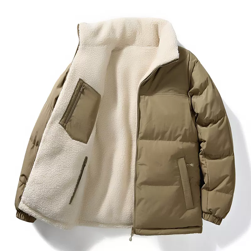 棉衣外套男冬季新款羊羔毛加绒加厚面包棉服双面穿宽松保暖棉袄女