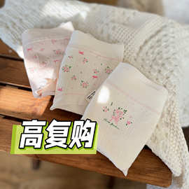 咔喵原创7A级纯棉抑菌裆碎花内裤女士无痕边中腰女弹力舒适三角裤