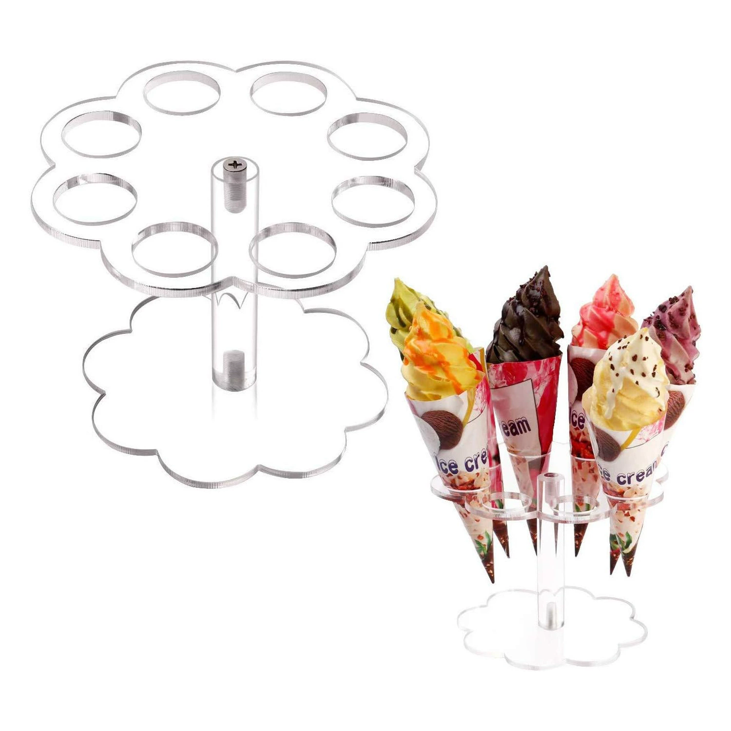 6 лунок 8 лунок акриловый прозрачный кружевной держатель для мороженого хрустящий конус конус подставка для мороженого