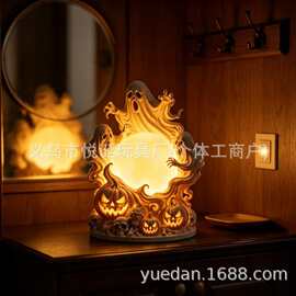 万圣节幽灵月亮夜灯南瓜头骷髅造型装饰摆件节日派对场景布置礼品