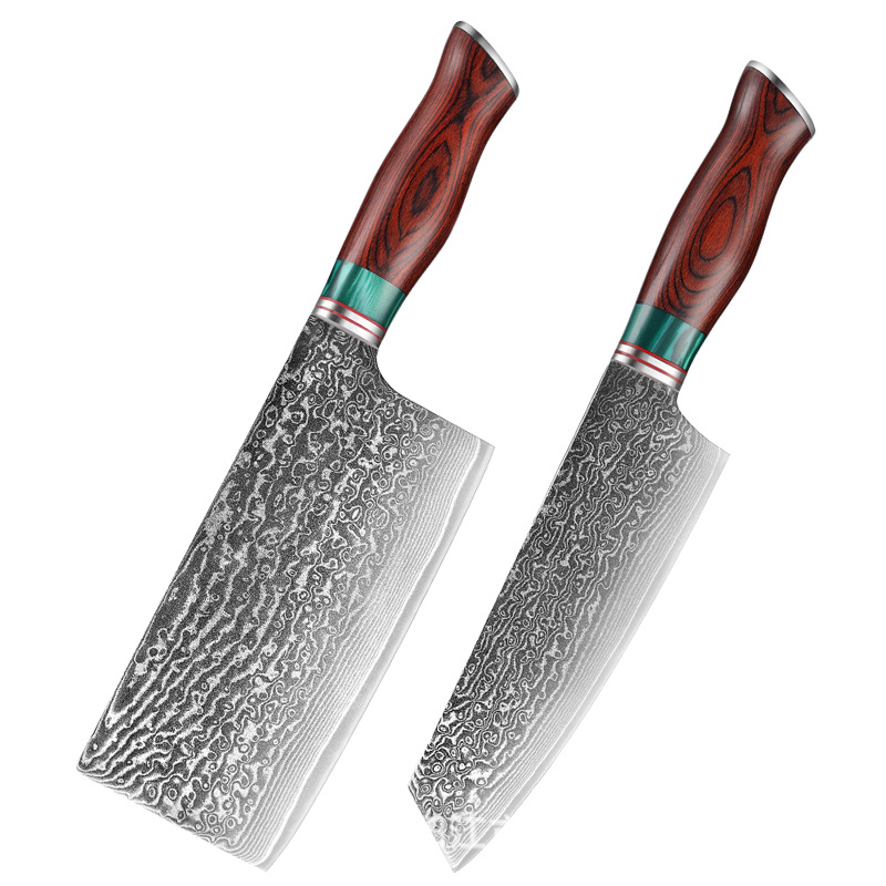 Damasco cuchillo cocina hogar cuchillo de cocina Chef corte de carne cuchillo de cocina multi-capa patrón de acero transfronterizo Yangjiang cuchillo de verduras