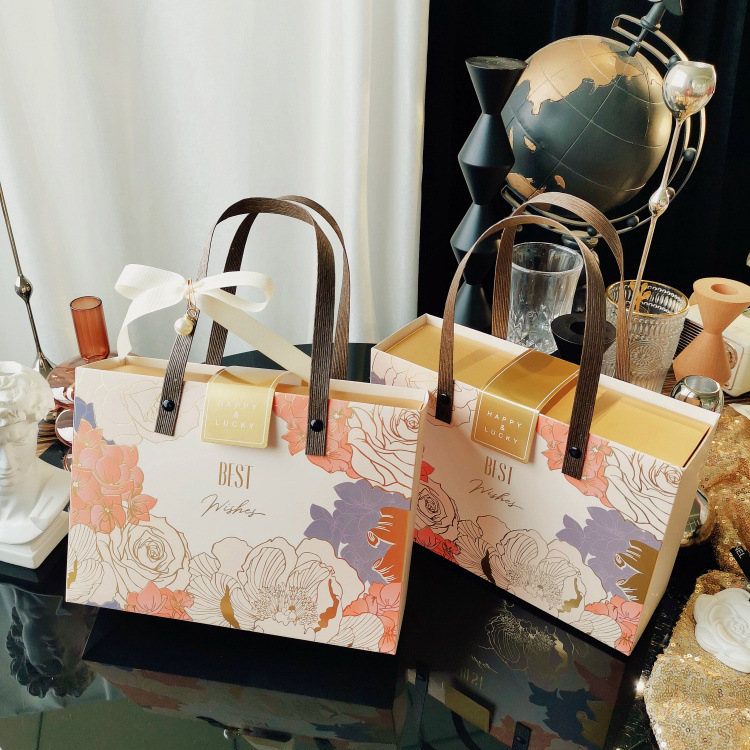 欧式阿胶糕包装盒燕窝红黑糖花茶手提袋纸空盒伴手礼手提盒