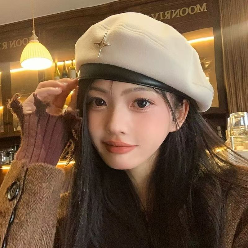 韩版贝雷帽秋冬季小香风休闲帽子百搭甜美显脸小网红复古画家帽女|undefined