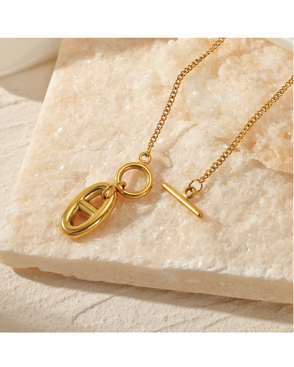 Fashion Geometric Stainless Steel Plating Pendant Necklace 1 Piece