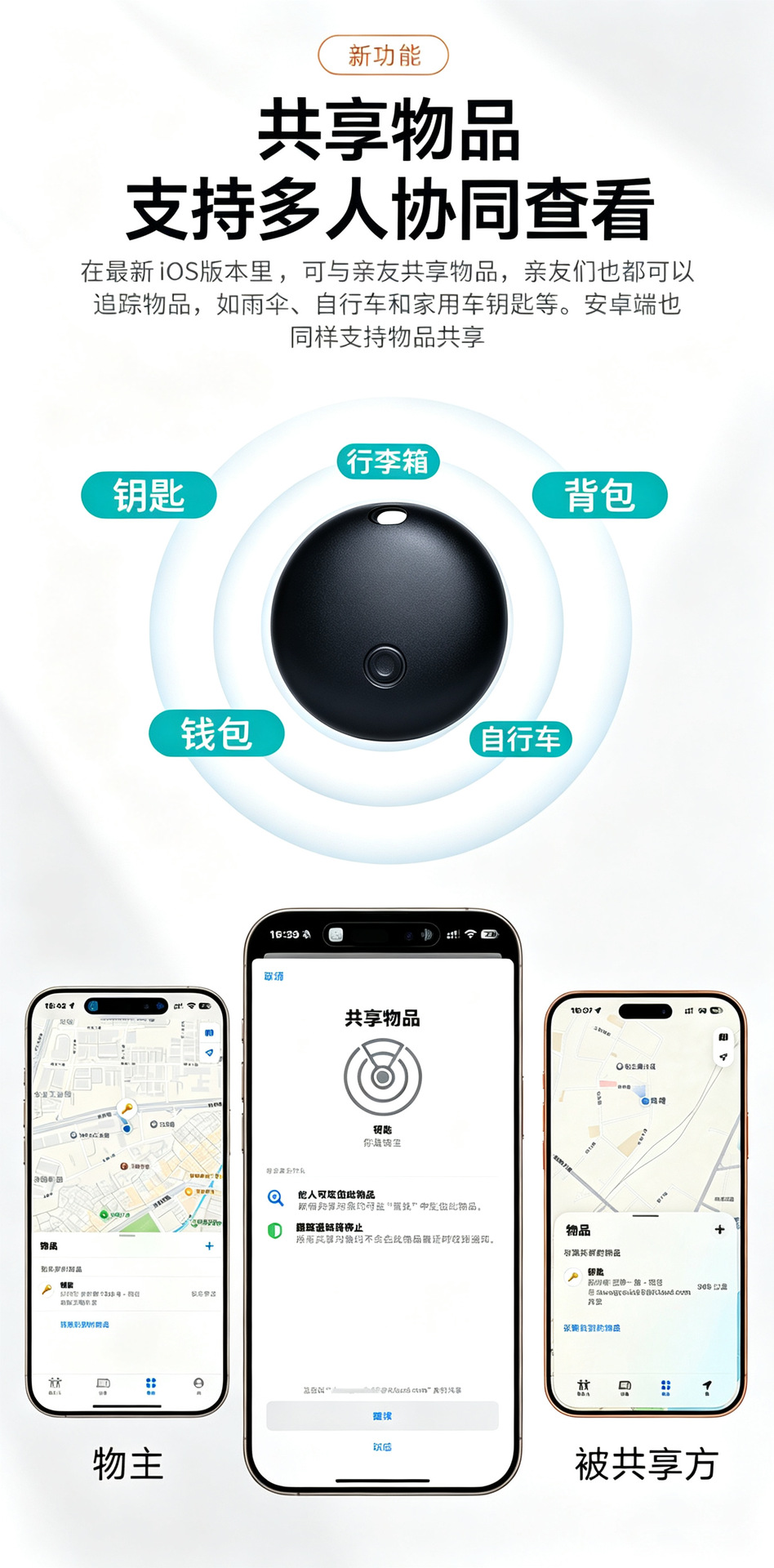 Smart mini locator tracker, dual system, magnetic