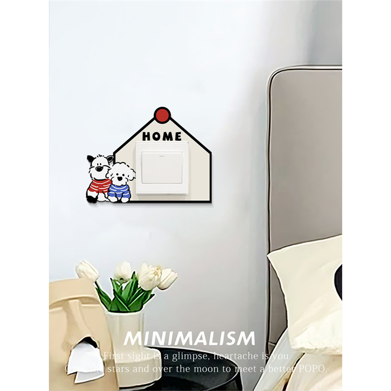 亚克力开关贴温馨客厅装饰墙贴家用插座外框保护套卡通自粘边框套