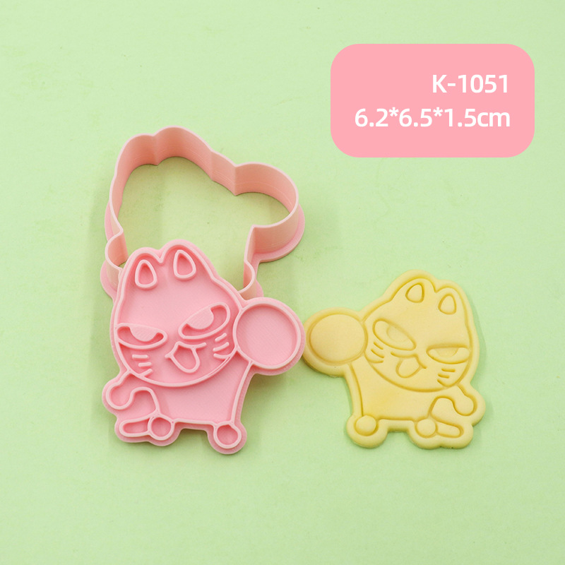 Bige Multi-Building Biscuit Molde Dibujos animados Lindo Animal Siam Lip Home Baking Refer Parche Piedra Plástico Clay image 16