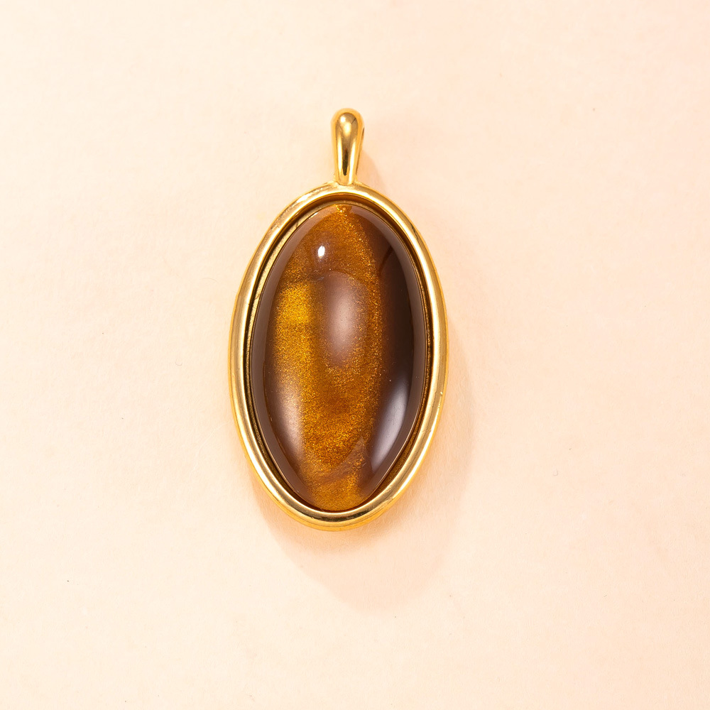 Colgante único, joyería de acero inoxidable transfronterizo, fundición, accesorios de collar de piedra natural geométrica, fábrica de accesorios de acero de titanio simples y versátiles