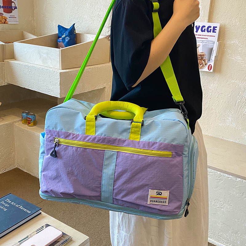 Macaron Backpack, Color-Blocked Couple's Style, Dry and Wet Separation Casual Sports Fitness Bag, Independent Shoe Compartment, Fitness Crossbody Bag