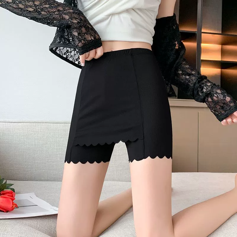 Silk safe trousers, summer protective underware, thin double-layer waist belt, leggings