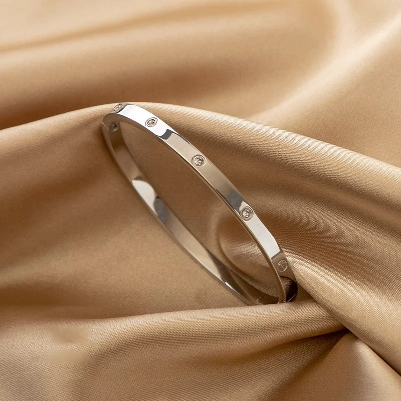 Bracelet, stainless steel, light‑luxury style with diamond‑accent options, silver variants