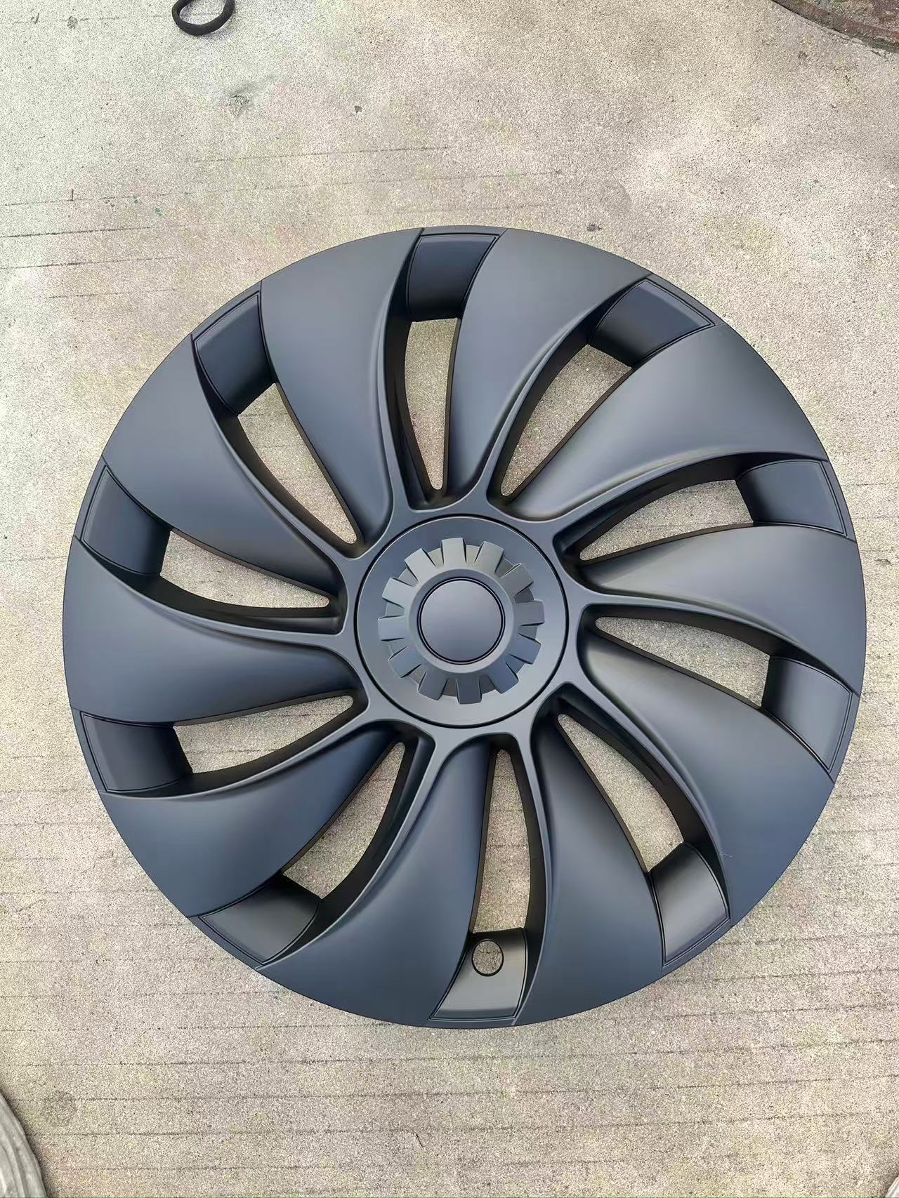 Hub Cap — Tesla Hub cover - new-model-y-19-inch-cyclone-matte-black-patterned