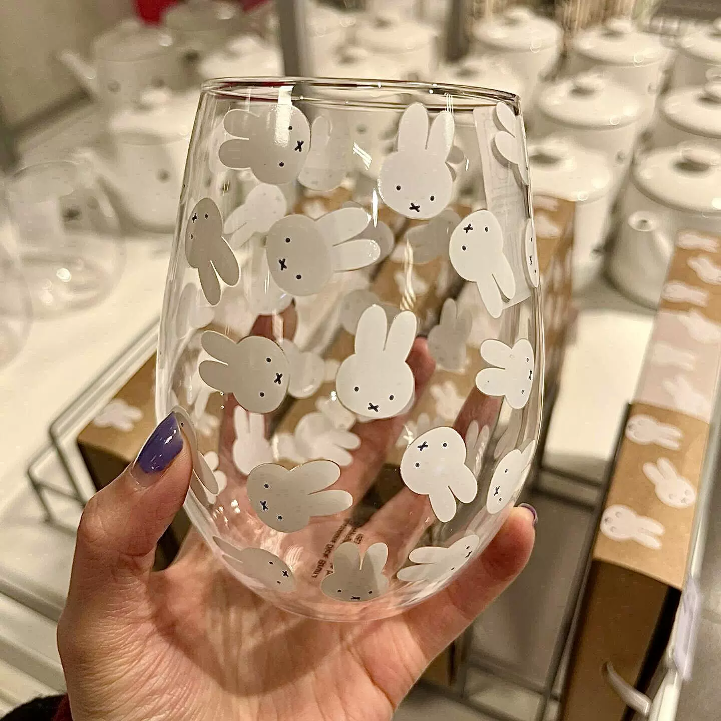 Милая стеклянная чашка с кроликом Миффи Ins, высококачественная чашка для кофе с молоком, устойчивая к высоким температурам, бытовая чашка для питья, подарок.