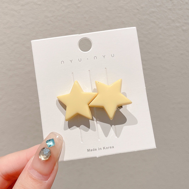 Horquilla de estrella amarilla dulce y linda, clip de flequillo en la frente femenina, cabello roto en el costado, clip de pico de pato, tocado