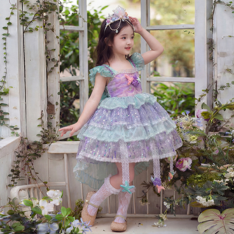 Girls' Dress Summer Dress 2026 New Style Kidsren's Birthday Mermaid Princess Dress Girl Lolita Dress Skirt