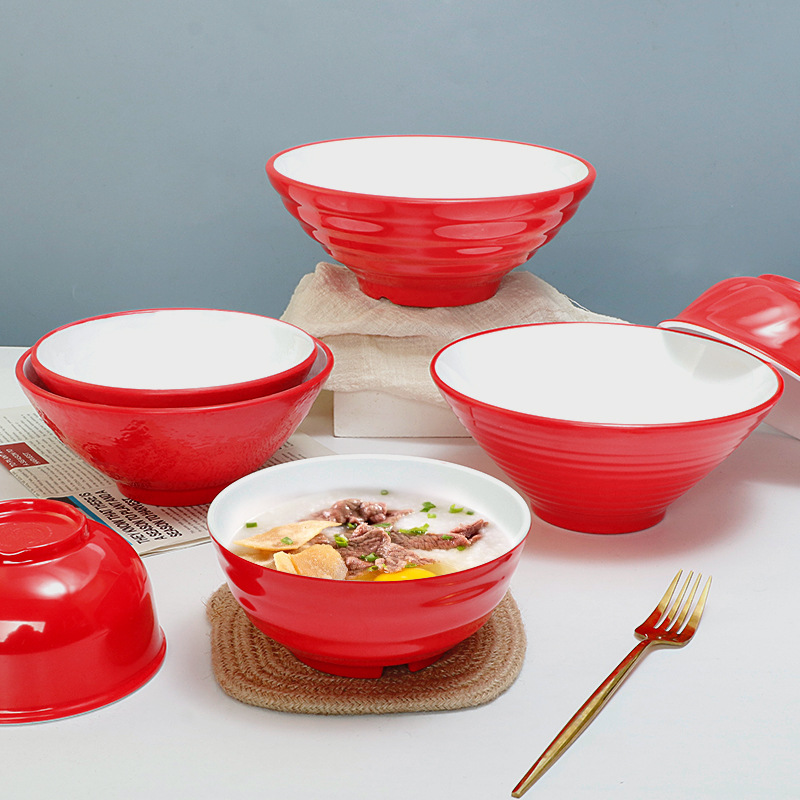 Bantamine net red and white double -colored bowl imitation porcelain…