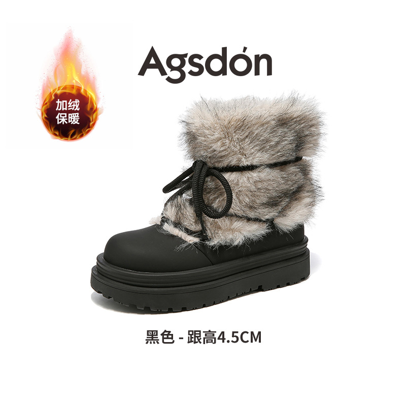 Botas de nieve de fondo grueso para mujeres 2025 nuevas botas de invierno gruesas botas cortas de algodón zapatos de seda