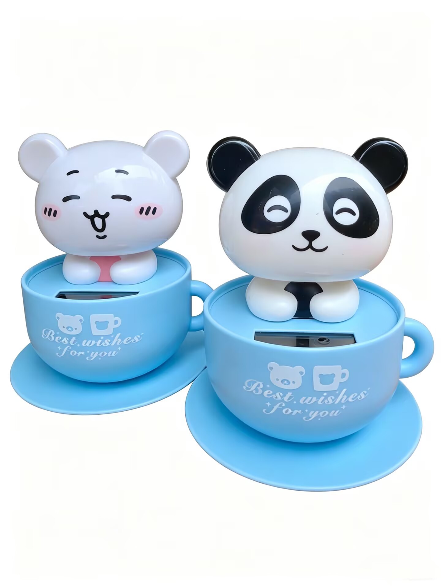 Solar-Powered Panda Bobblehead Ornament, Cute Cartoon Car Interior Creative Decoration, New Model Nodding Doll for Car