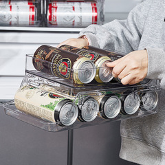 Folding refrigerator drink storage box storage rack beer soda cola storage box drawer shelf double rolling