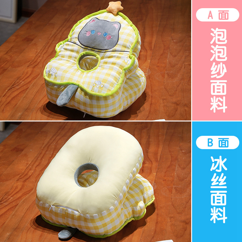 Almohada para Siesta de Gato Animado de Seda de Hielo para Oficina y Escuela