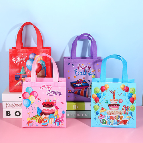 Amazon Cross-Border Non-Woven Bag Birthday Series Tote Bag Cartoon Multipurpose Gift Packaging Candy Bag 