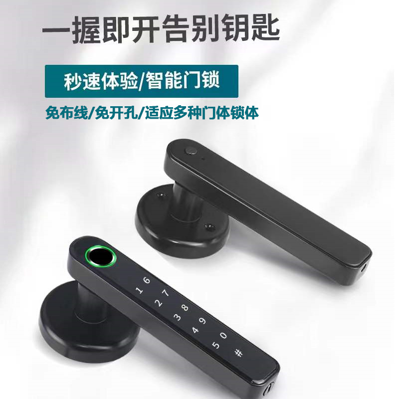室内指纹分体锁家用木门通用型智能办公室卧室球形执手密码电子锁