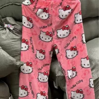Зимние брюки из кораллового флиса, тёплая плюшевая фланель, эластичный пояс, мультяшные принты