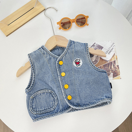 Baby vest vest outer wear spring and autumn fashionable male and female baby casual denim vest vest jacket versatile spring
