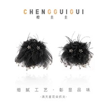 羽毛花瓣抓夹氛围感轻奢风百搭高级感顶夹优雅小众高级感气质发饰