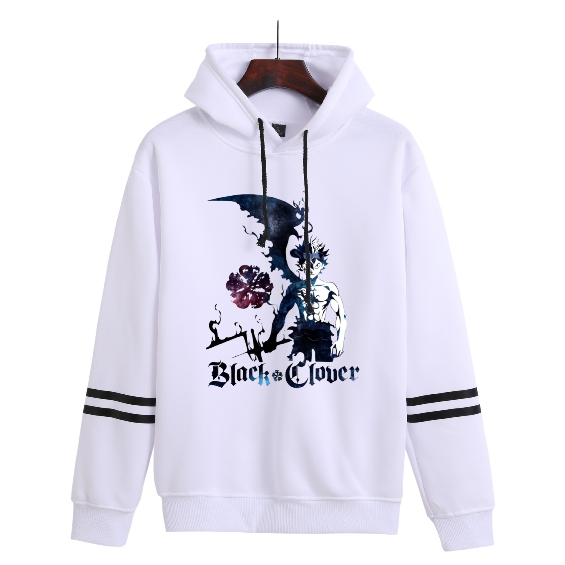 Sudadera con capucha con estampado periférico de trébol de cuatro hojas negro de anime suéter suelto casual transfronterizo