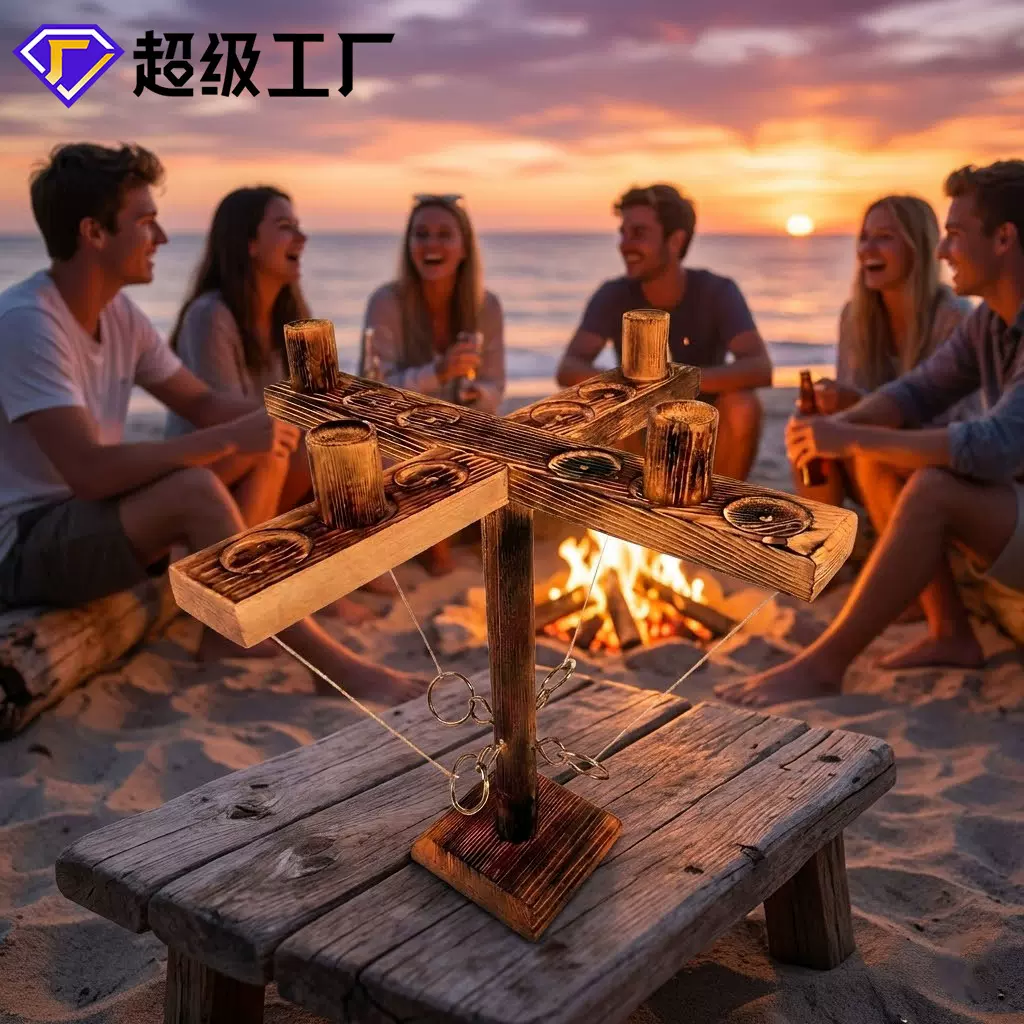 Etsy同款RingToss亚马逊跨境爆品投环游戏HookandRing木质工艺品