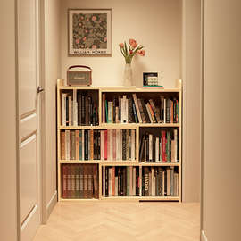 新实木伸缩书架置物架落地多层柜子简易矮柜客厅收纳走廊靠墙书柜
