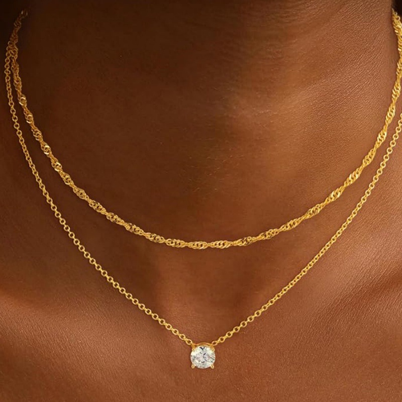 2025 European and American Cross-Border New Multi-Layer Zircon Necklace for Women, Fashionable Clavicle Chain, Artistic Light Luxury Jewelry Wholesale