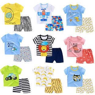 0-5 years old children's T-shirt summer baby boys and girls baby cotton short sleeve shorts suit baby half sleeve wholesale