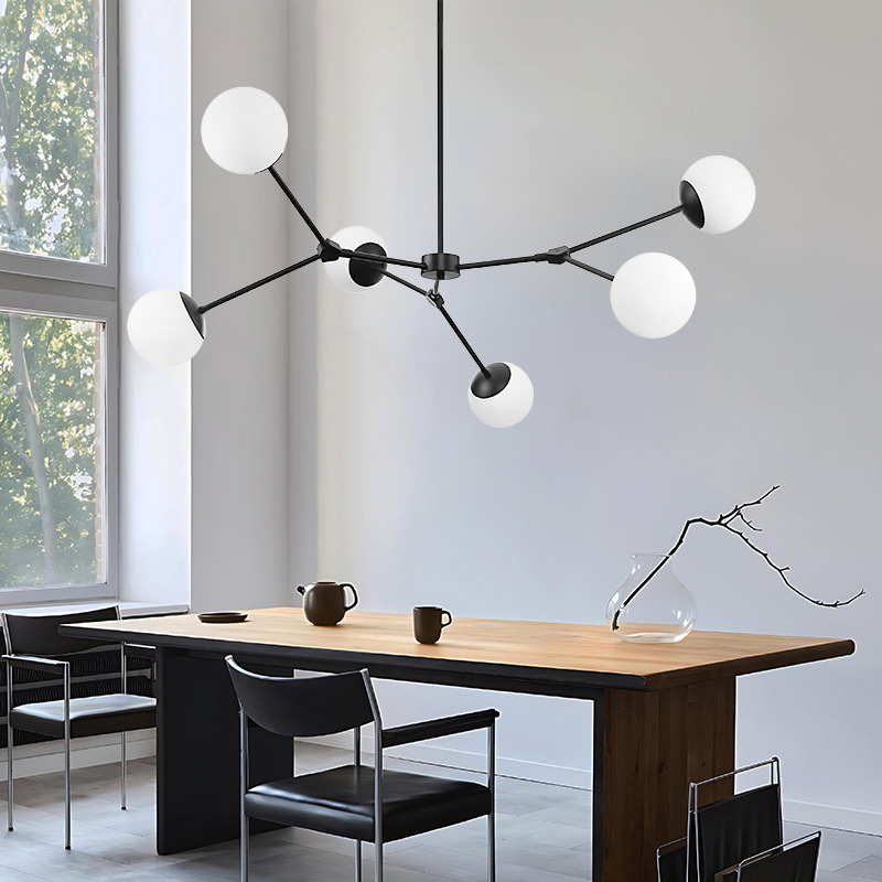 Modern Minimalist Chandelier Creative Chandelier Art Restaurant Bar Minimalist Bedroom Main Light Nordic Glass Magic Bean Lamp