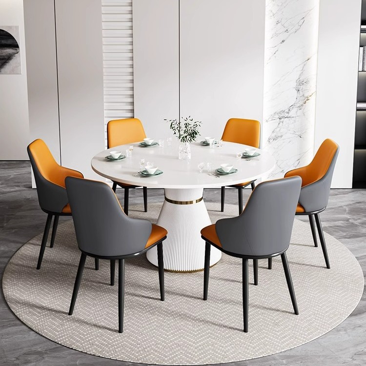 Silla de comedor de lujo ligera, silla minimalista moderna, mesa de comedor de restaurante de hotel italiano, silla de metal minimalista, respaldo alto, asiento suave