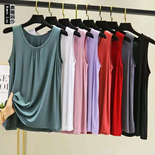 Work Worded Strap Vest Women's Summer Multi-purpose Underwear Large Size Loose Thin Modal Sleeveless Round Neck Top 