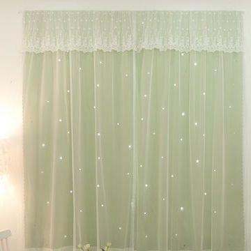 Trendy No-Drill Curtain Magic Tape Blackout Finished Bedroom Bay Window Rental Short Simple Self-Adhesive Ins Style